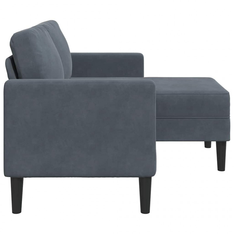 Sofa 2-osobowa z szezlongiem w kształcie litery L Ciemnoszara