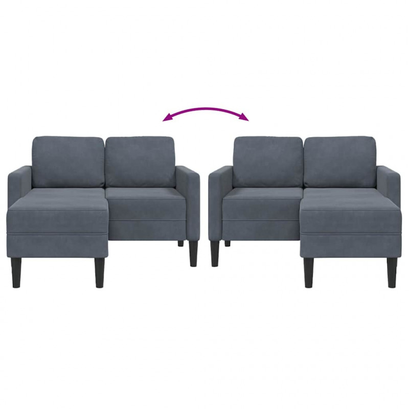 Sofa 2-osobowa z szezlongiem w kształcie litery L Ciemnoszara