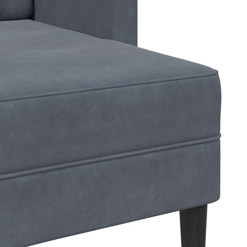 Sofa 2-osobowa z szezlongiem w kształcie litery L Ciemnoszara