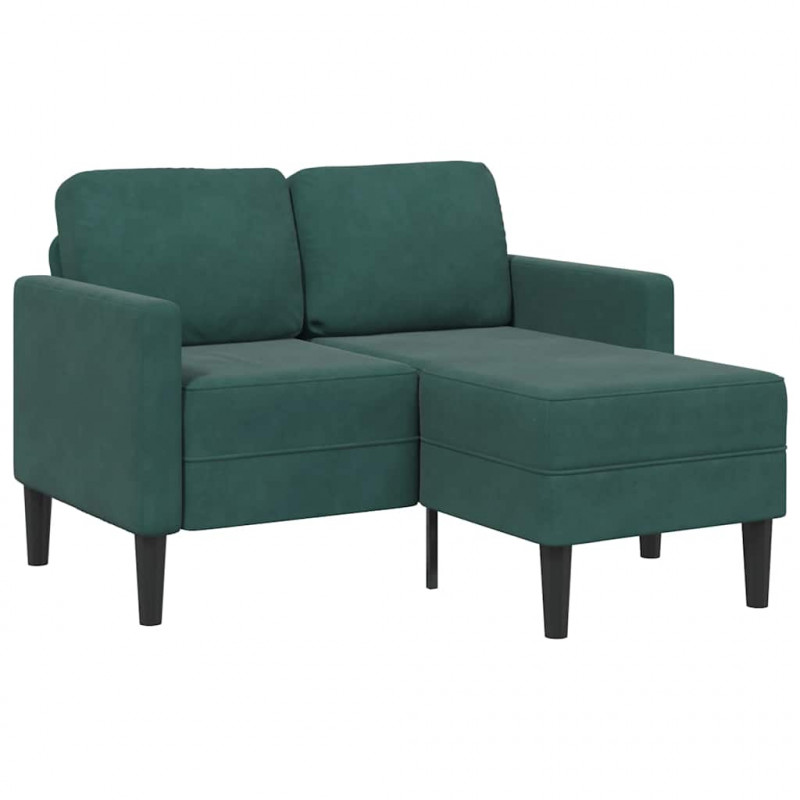 Sofa 2-osobowa z szezlongiem w kształcie litery L Ciemnozielona