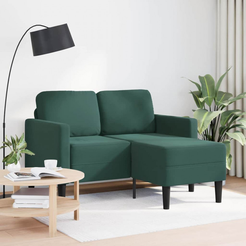 Sofa 2-osobowa z szezlongiem w kształcie litery L Ciemnozielona