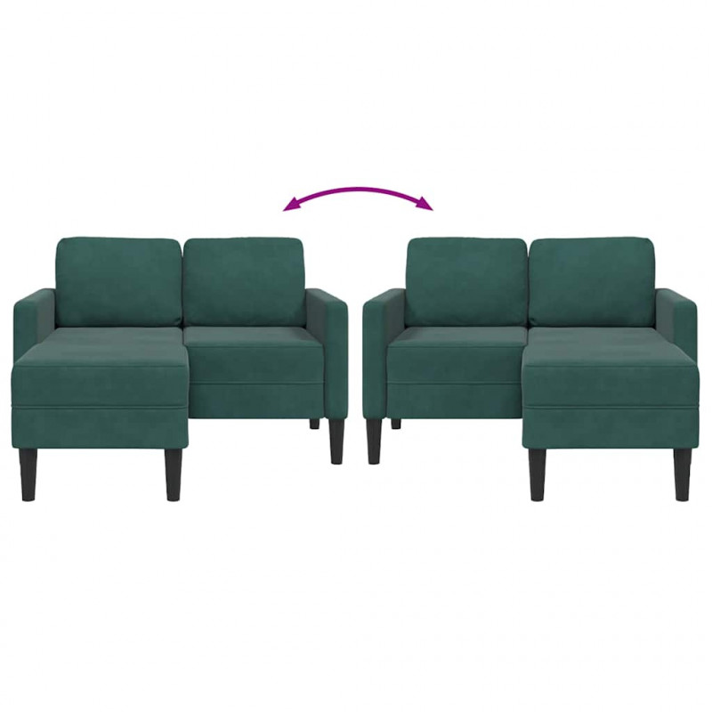 Sofa 2-osobowa z szezlongiem w kształcie litery L Ciemnozielona