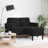 Sofa 2-osobowa z szezlongiem w kształcie litery L, czarna, 125 cm, aksamitna