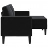 Sofa 2-osobowa z szezlongiem w kształcie litery L, czarna, 125 cm, aksamitna