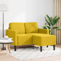 Sofa 2-osobowa z szezlongiem w kształcie litery L, żółta, 125cm