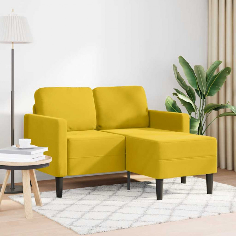Sofa 2-osobowa z szezlongiem w kształcie litery L, żółta, 125cm