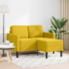 Sofa 2-osobowa z szezlongiem w kształcie litery L, żółta, 125cm