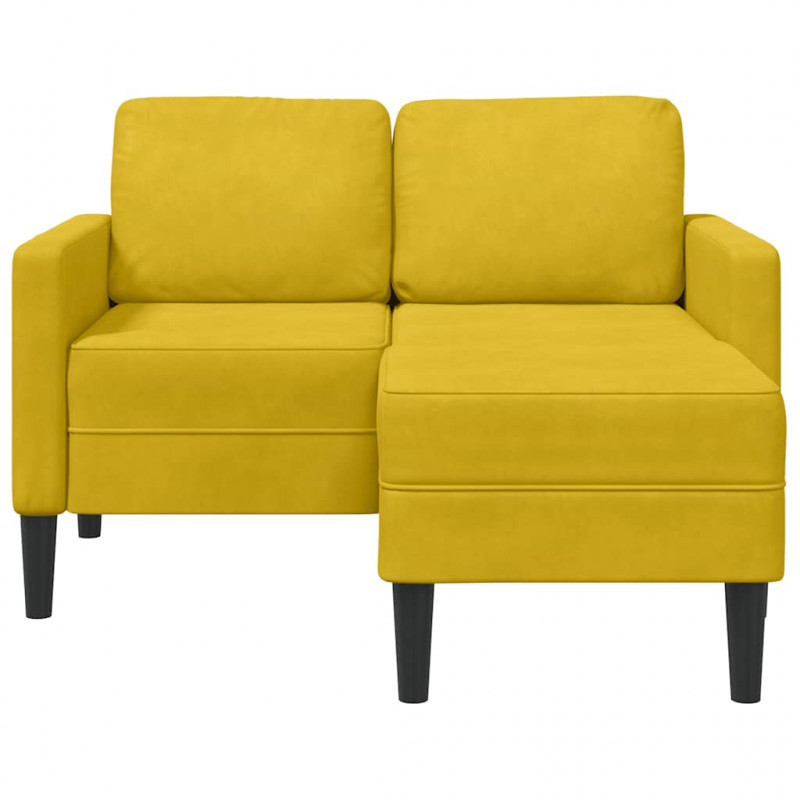 Sofa 2-osobowa z szezlongiem w kształcie litery L, żółta, 125cm