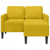 Sofa 2-osobowa z szezlongiem w kształcie litery L, żółta, 125cm