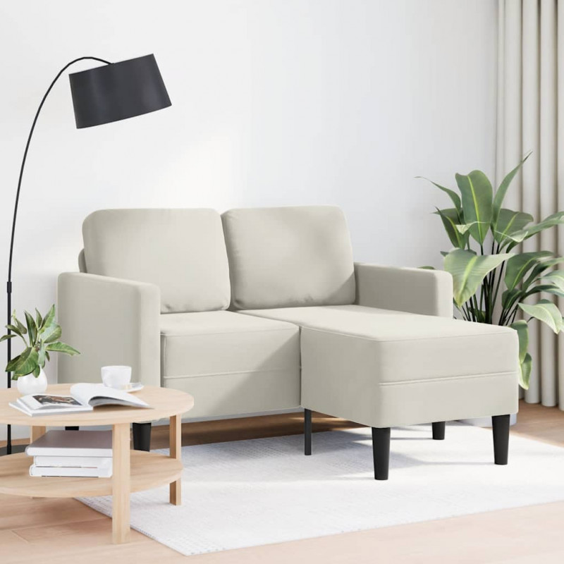 Sofa 2-osobowa z leżanką w kształcie litery L Kremowa 125 cm
