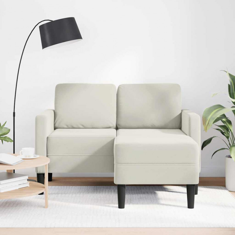 Sofa 2-osobowa z leżanką w kształcie litery L Kremowa 125 cm