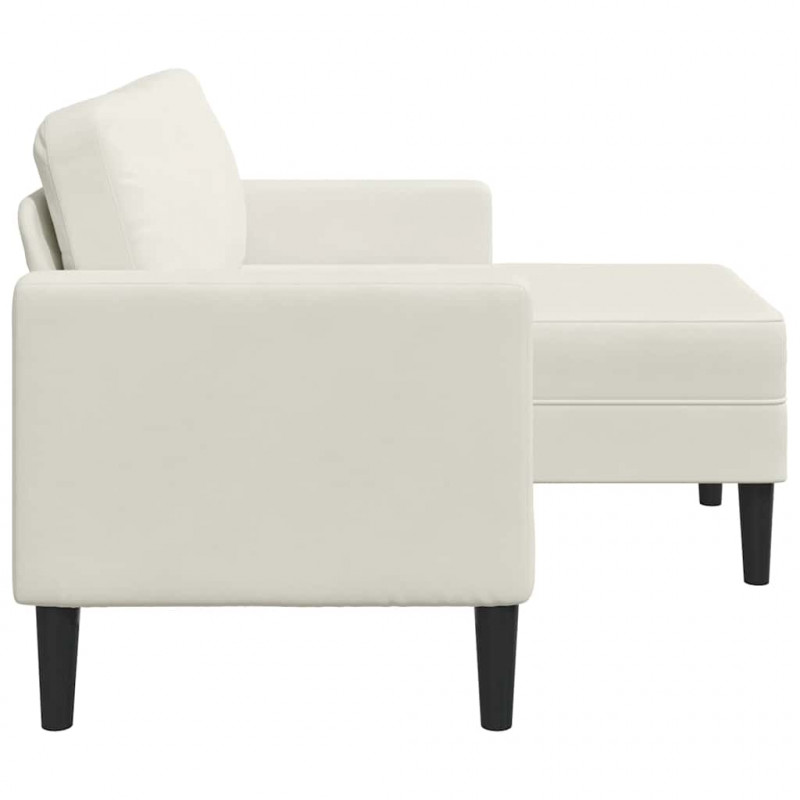 Sofa 2-osobowa z leżanką w kształcie litery L Kremowa 125 cm
