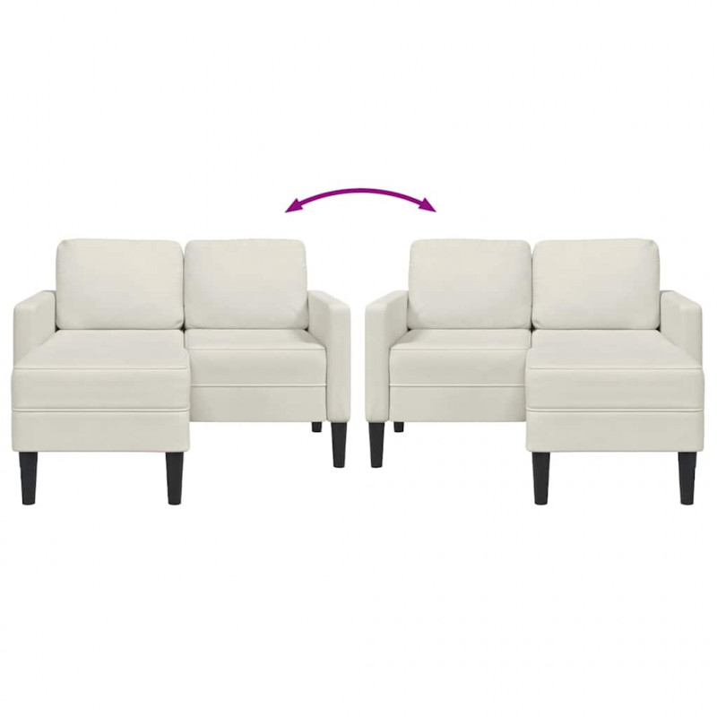 Sofa 2-osobowa z leżanką w kształcie litery L Kremowa 125 cm