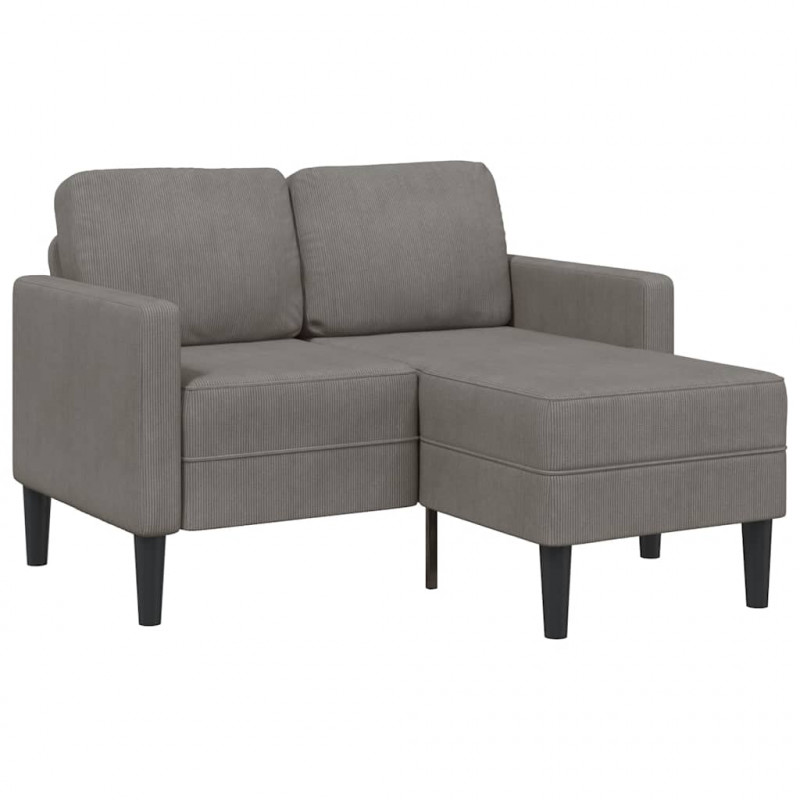 Sofa 2-osobowa z szezlongiem w kształcie litery L, jasnoszara