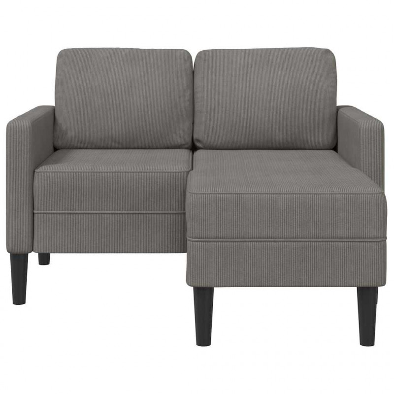 Sofa 2-osobowa z szezlongiem w kształcie litery L, jasnoszara
