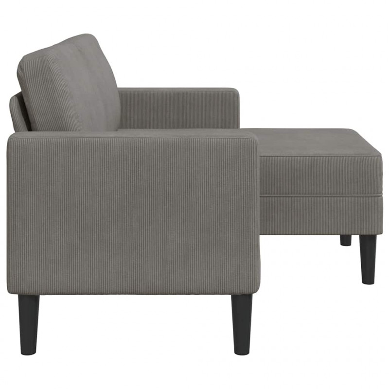 Sofa 2-osobowa z szezlongiem w kształcie litery L, jasnoszara