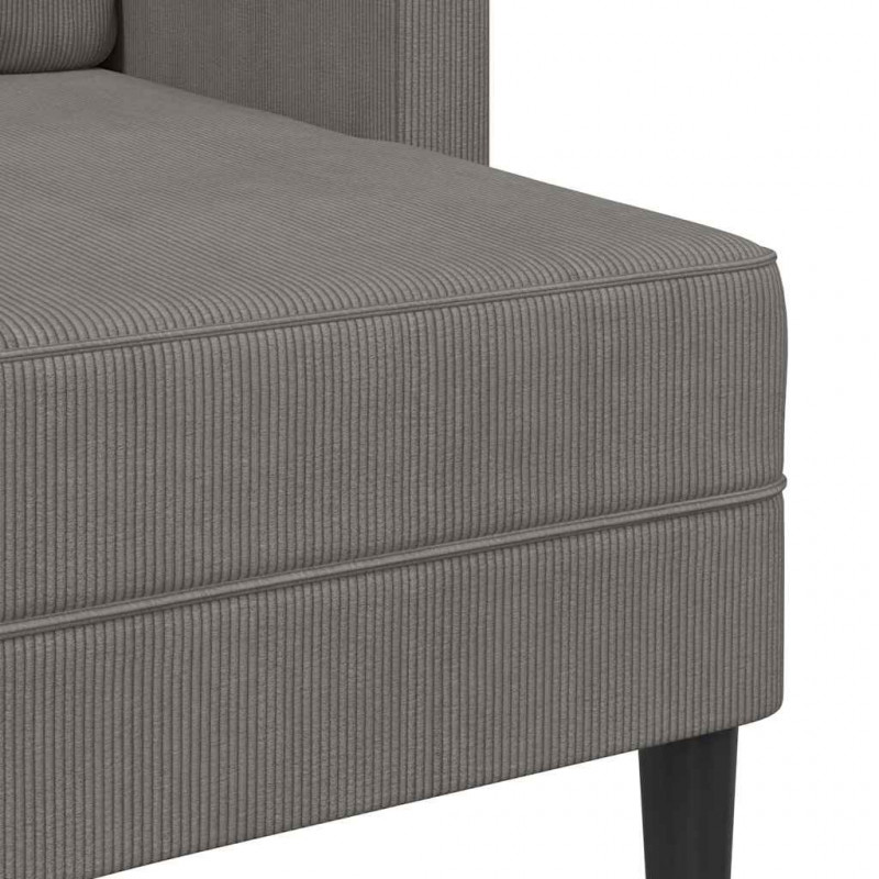 Sofa 2-osobowa z szezlongiem w kształcie litery L, jasnoszara