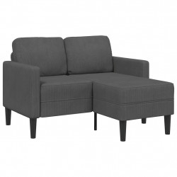 Sofa 2-osobowa z szezlongiem w kształcie litery L, ciemnoszara, 125 cm, len