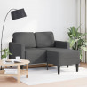 Sofa 2-osobowa z szezlongiem w kształcie litery L, ciemnoszara, 125 cm, len