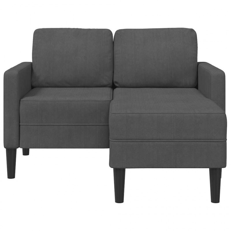 Sofa 2-osobowa z szezlongiem w kształcie litery L, ciemnoszara, 125 cm, len
