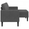 Sofa 2-osobowa z szezlongiem w kształcie litery L, ciemnoszara, 125 cm, len