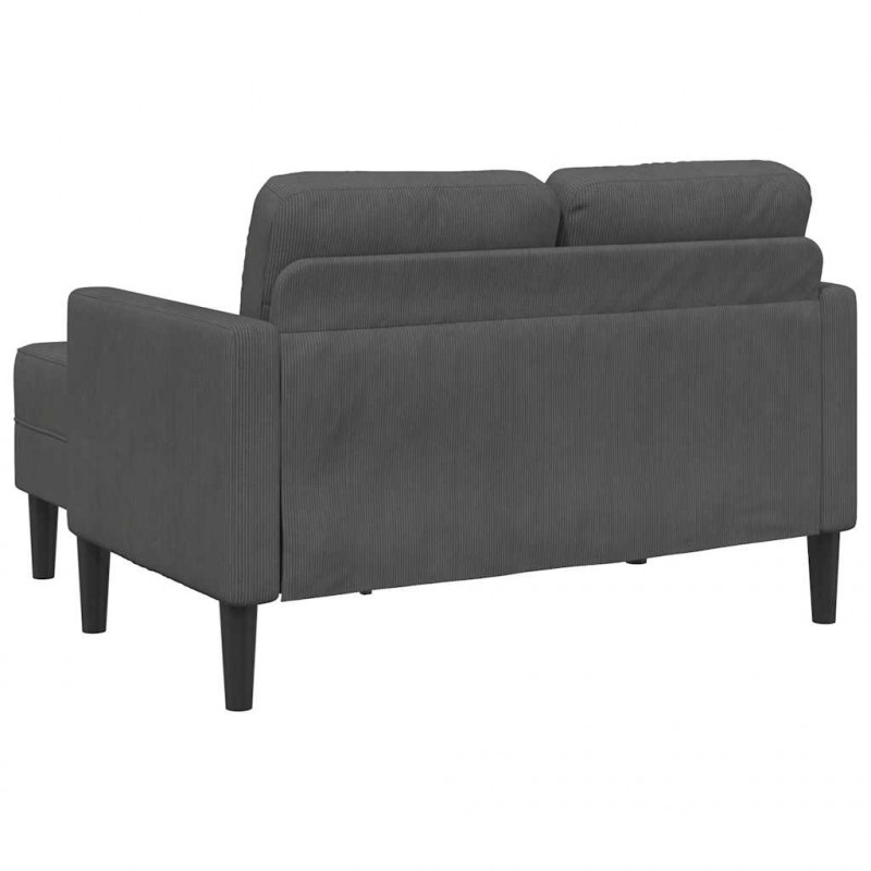 Sofa 2-osobowa z szezlongiem w kształcie litery L, ciemnoszara, 125 cm, len