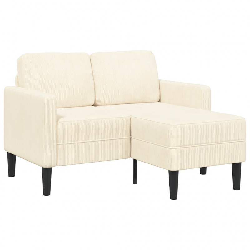 Sofa 2-osobowa z leżanką w kształcie litery L, kremowa, 125 cm