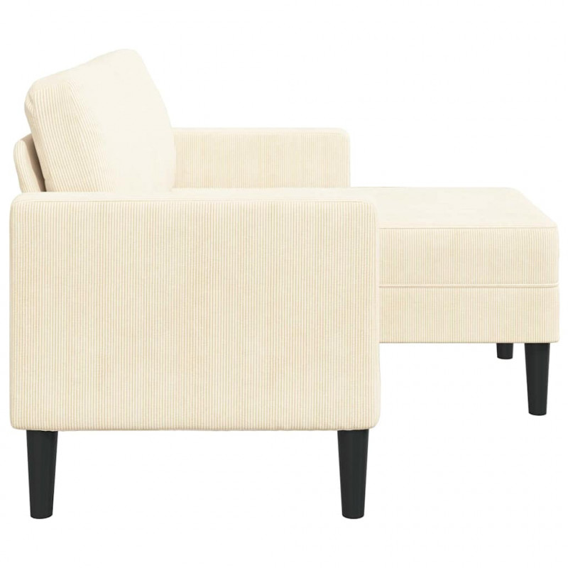 Sofa 2-osobowa z leżanką w kształcie litery L, kremowa, 125 cm