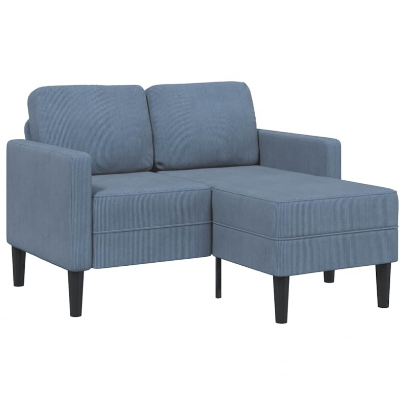 Sofa 2-osobowa z leżanką w kształcie litery L, niebieska