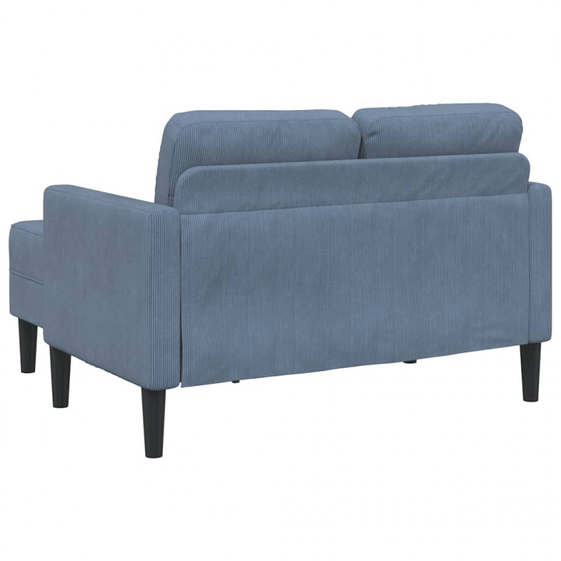 Sofa 2-osobowa z leżanką w kształcie litery L, niebieska