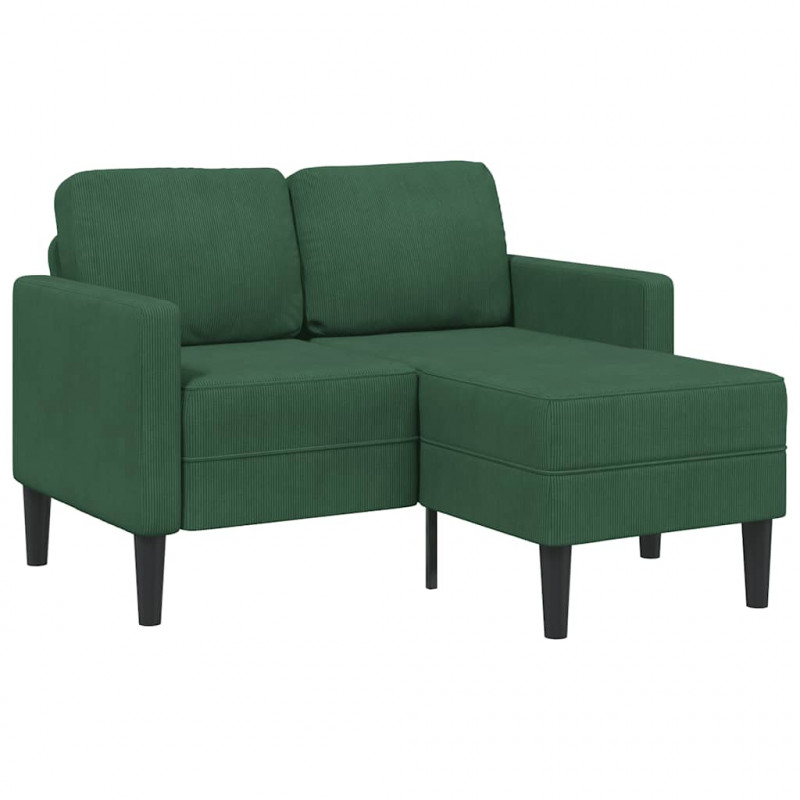 Sofa 2-osobowa z szezlongiem w kształcie litery L, ciemnozielona