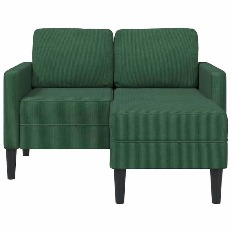 Sofa 2-osobowa z szezlongiem w kształcie litery L, ciemnozielona