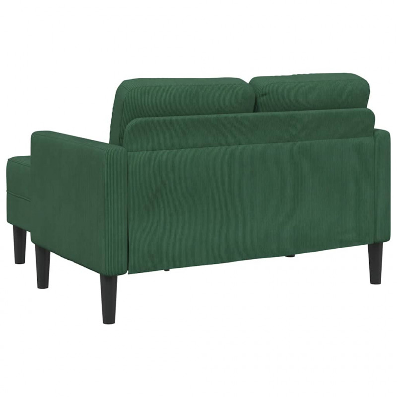 Sofa 2-osobowa z szezlongiem w kształcie litery L, ciemnozielona