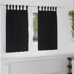 Firany blackout z kółkami 2 pcs Czarny 140 x 140 cm Poliester