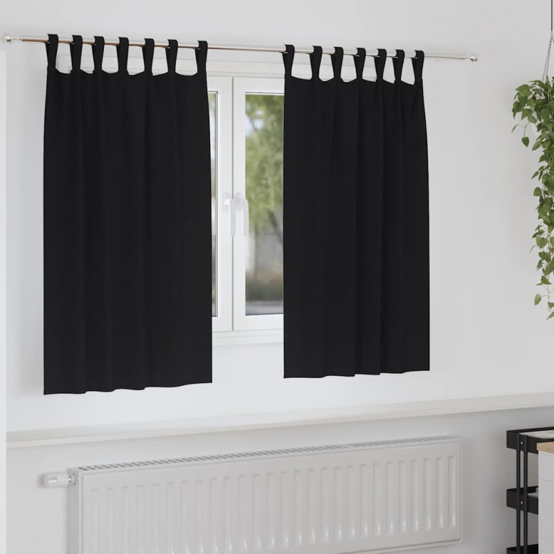 Firany blackout z kółkami 2 pcs Czarny 140 x 140 cm Poliester