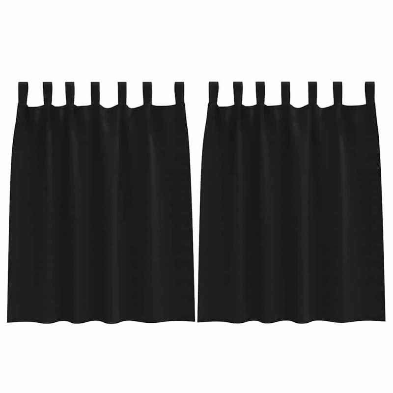 Firany blackout z kółkami 2 pcs Czarny 140 x 140 cm Poliester