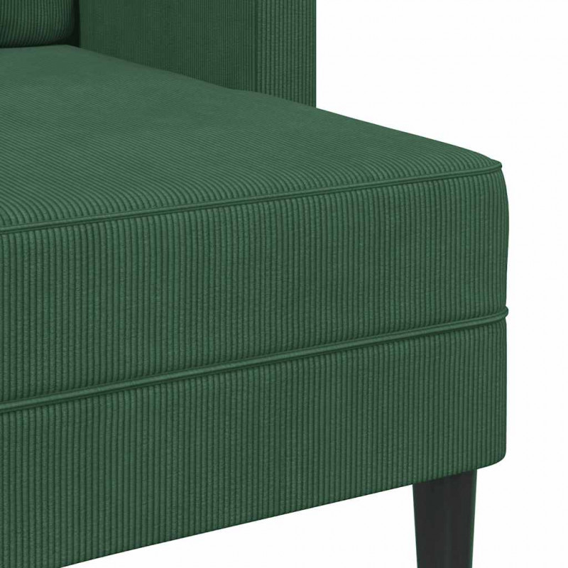 Sofa 2-osobowa z szezlongiem w kształcie litery L, ciemnozielona