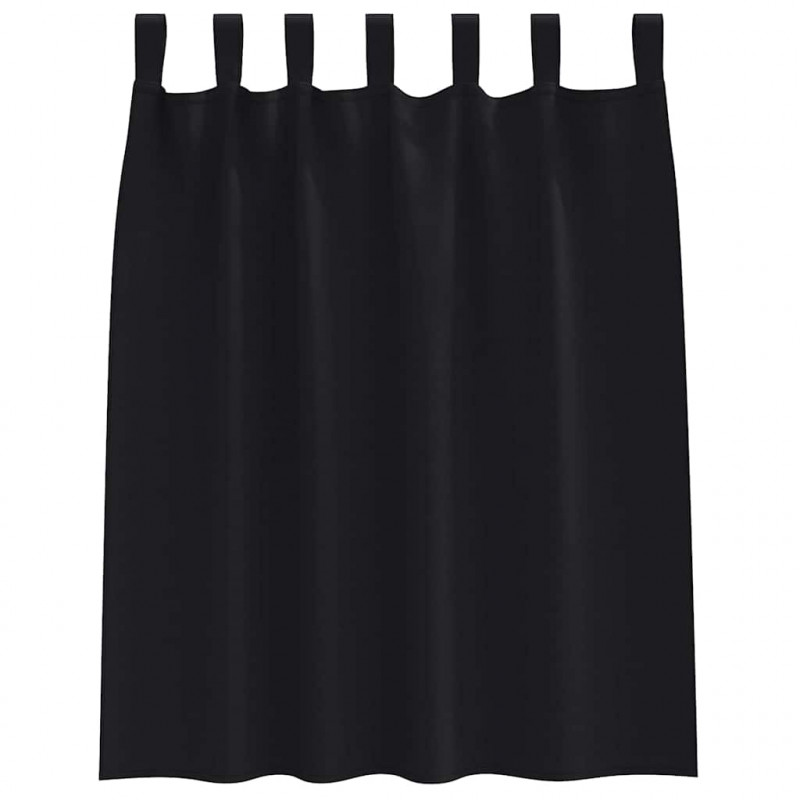 Firany blackout z kółkami 2 pcs Czarny 140 x 140 cm Poliester