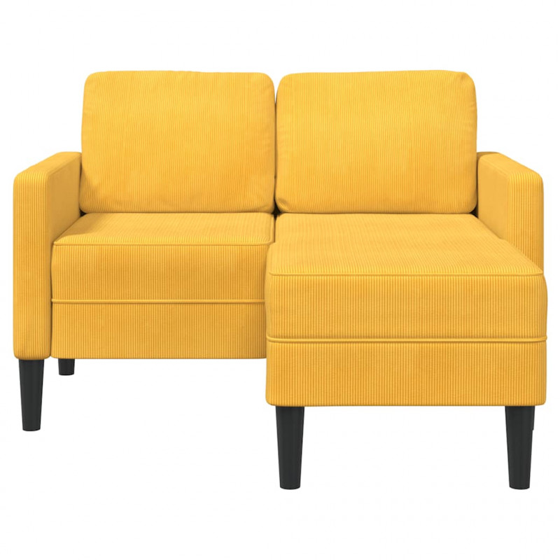 Sofa 2-osobowa z leżanką w kształcie litery L Jasnożółta 125 cm