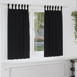 Firany blackout z kółkami 2 pcs Czarny 175 x 140 cm Poliester