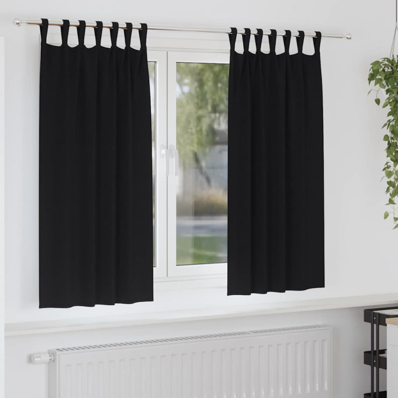 Firany blackout z kółkami 2 pcs Czarny 175 x 140 cm Poliester