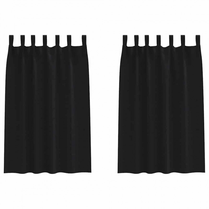 Firany blackout z kółkami 2 pcs Czarny 175 x 140 cm Poliester