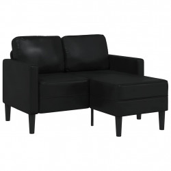 Sofa 2-osobowa z szezlongiem w kształcie litery L, czarna, 125 cm, skóra ekologiczna