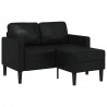 Sofa 2-osobowa z szezlongiem w kształcie litery L, czarna, 125 cm, skóra ekologiczna
