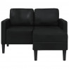 Sofa 2-osobowa z szezlongiem w kształcie litery L, czarna, 125 cm, skóra ekologiczna