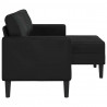 Sofa 2-osobowa z szezlongiem w kształcie litery L, czarna, 125 cm, skóra ekologiczna