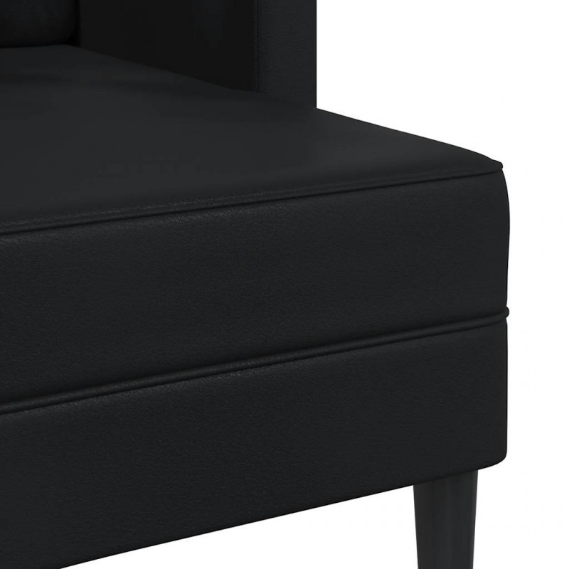 Sofa 2-osobowa z szezlongiem w kształcie litery L, czarna, 125 cm, skóra ekologiczna
