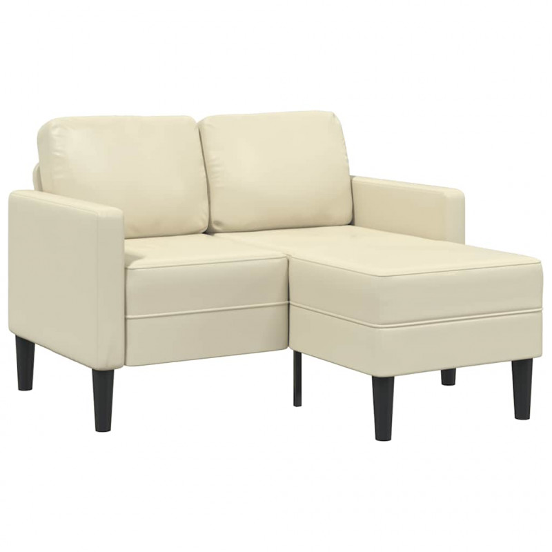 Sofa 2-osobowa z leżanką w kształcie litery L, kremowa, 125 cm