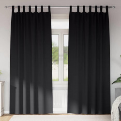 Firany blackout z kółkami 2 pcs Czarny 245 x 140 cm Poliester