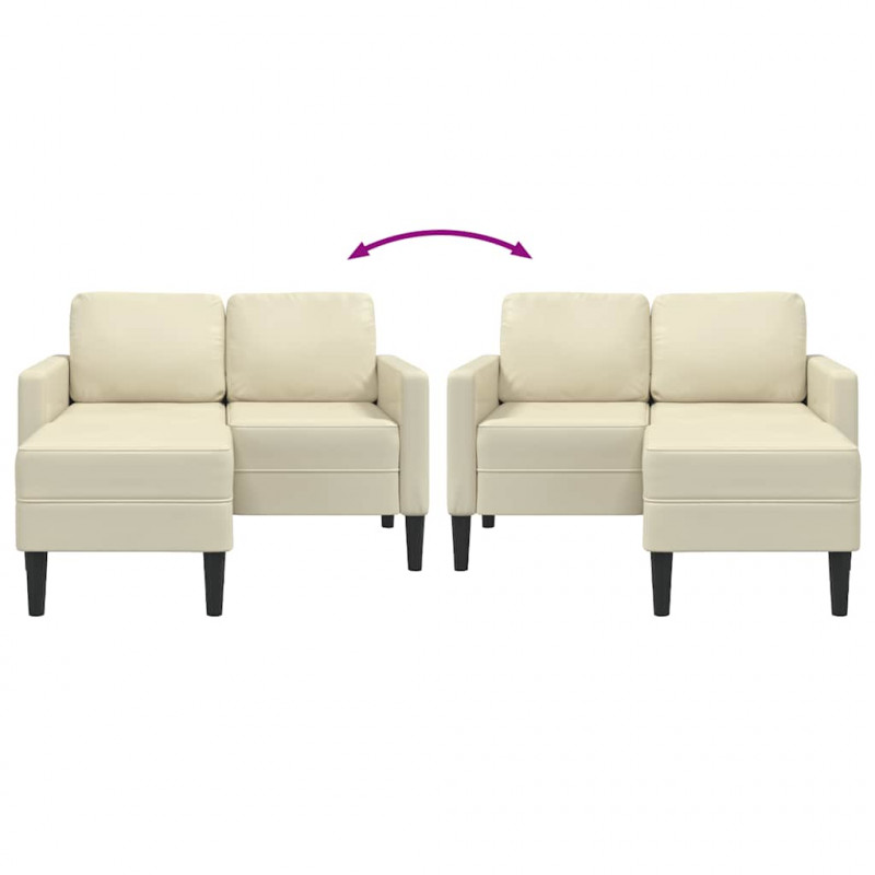 Sofa 2-osobowa z leżanką w kształcie litery L, kremowa, 125 cm